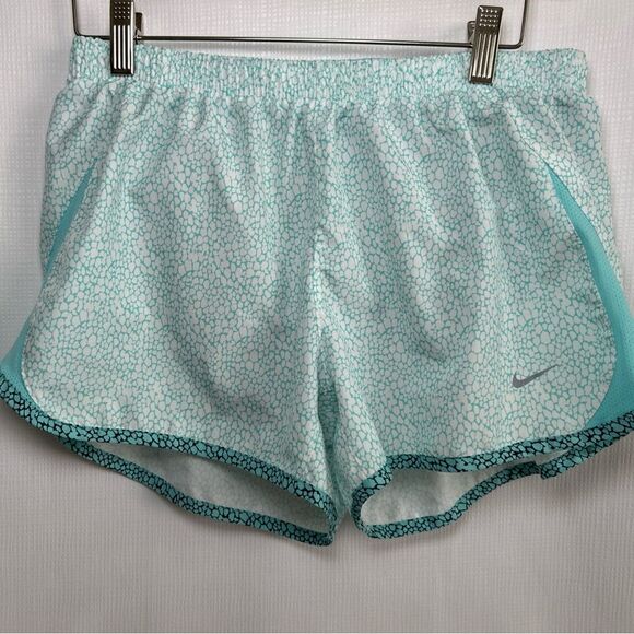 Nike Pants - NIKE Womens Sz M Teal Print Dri-FIT Elastic Waist Pull-On Tempo Running Short